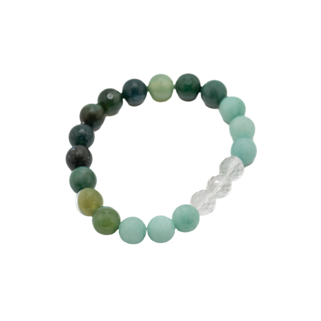 Green Stone & Clear Glass Bead Bracelet - DL Jewelry Designs