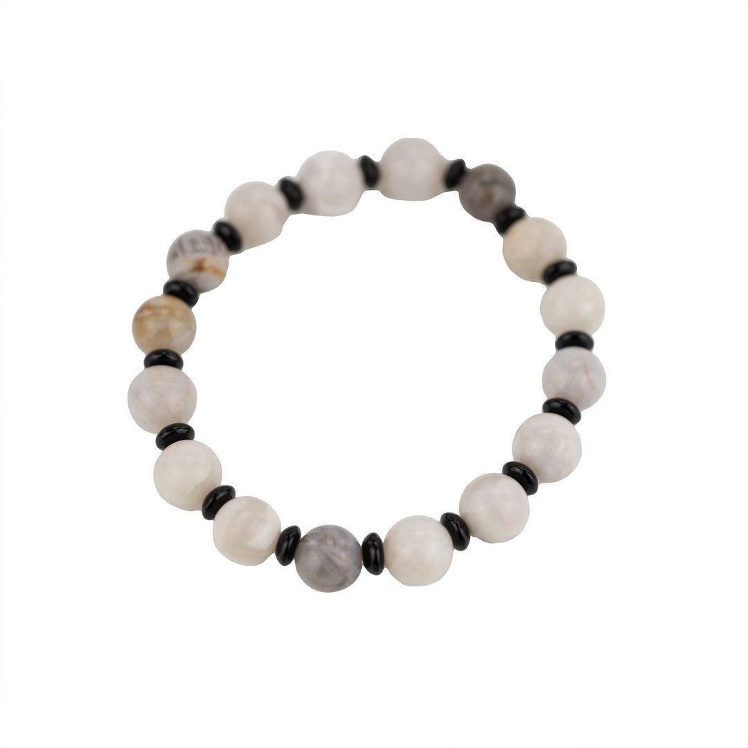 Light Gray and Black Stone Bracelet - DL Jewelry Designs