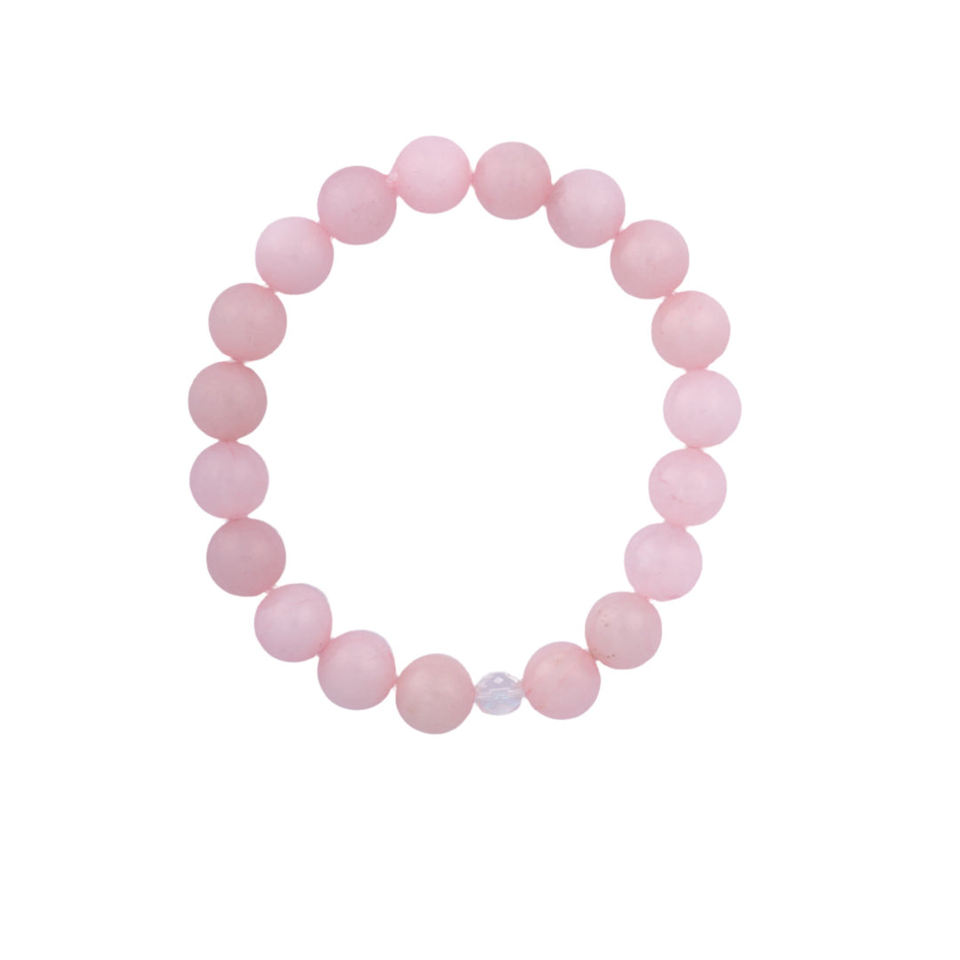 Pretty Pink Stone Bracelet w/ a Crystal - DL Jewelry Designs