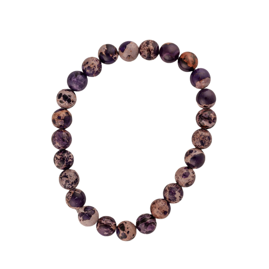 Purple Pattern Stone Bead Bracelet - DL Jewelry Designs