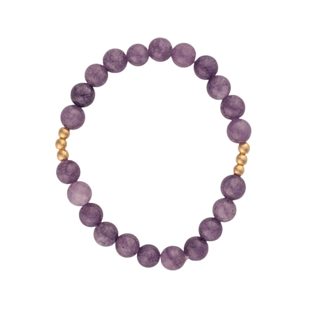 Purple Stone w/ Gold - plated Bead Bracelet - DL Jewelry Designs