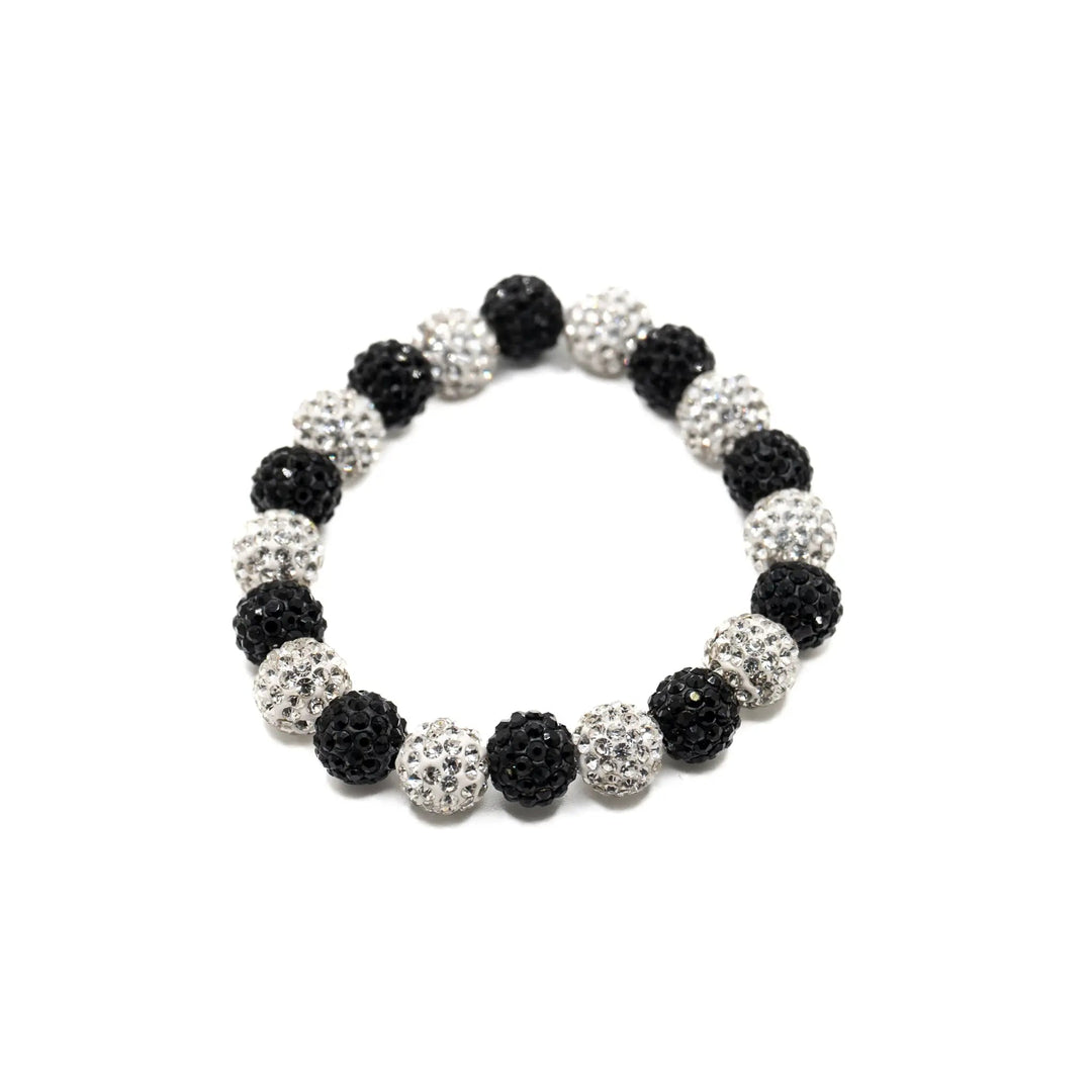 Black Glass & Crystal Beaded Braclet - DL Jewelry Designs