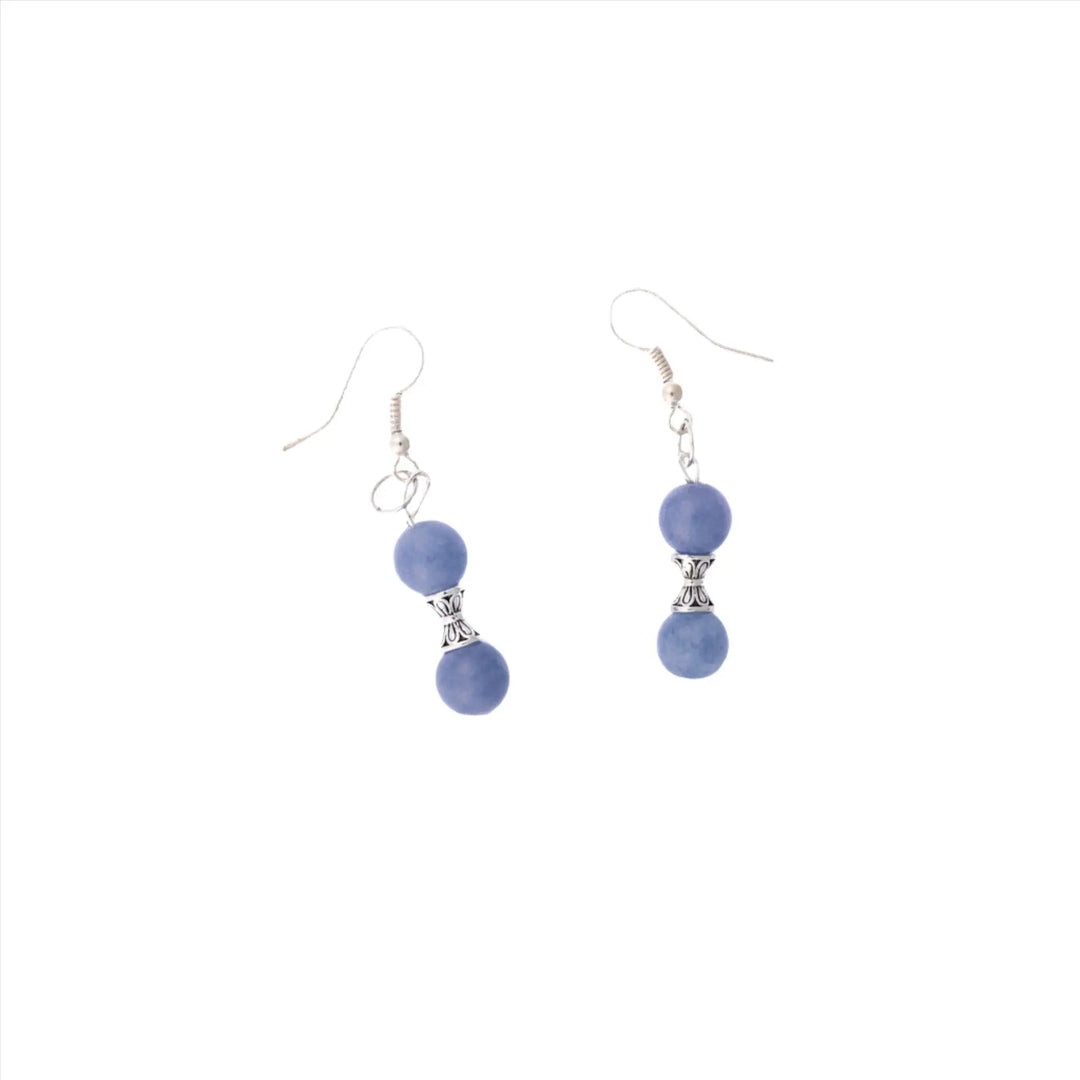 Blue - gray Stone & Silver Earrings - DL Jewelry Designs