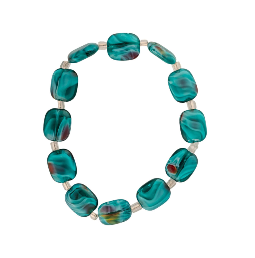 Blue - green Rectangular Glass Bracelet - DL Jewelry Designs