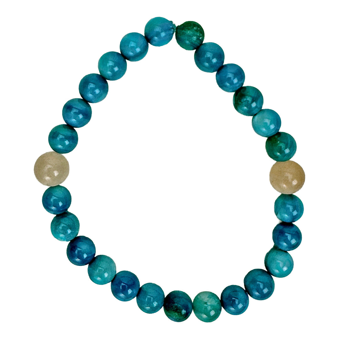 Bright Blue Stone &amp; White Accent Stretch Bracelet - DL Jewelry Designs
