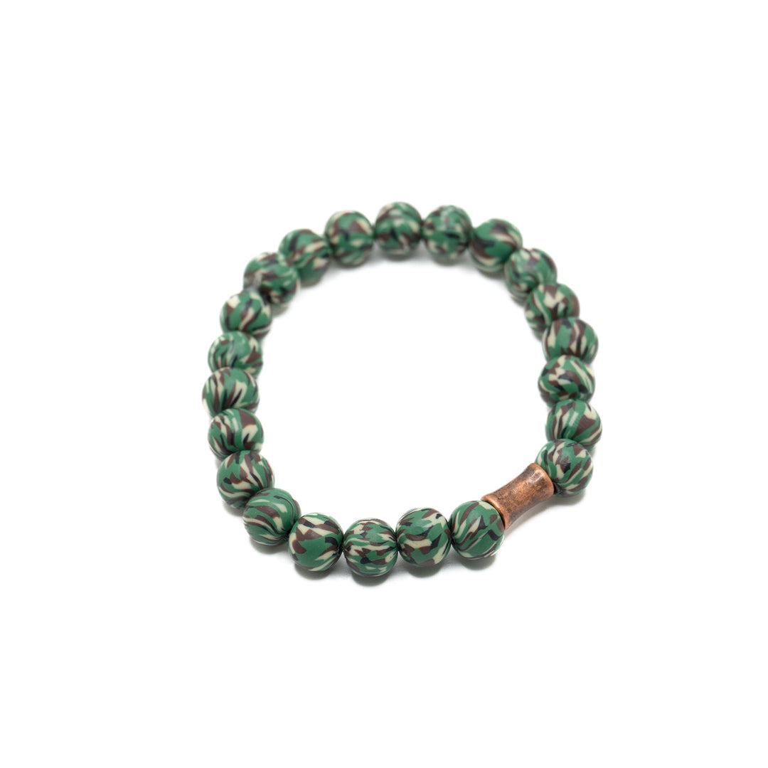 Camo Polymer Clay Bead Bracelet - DL Jewelry Designs