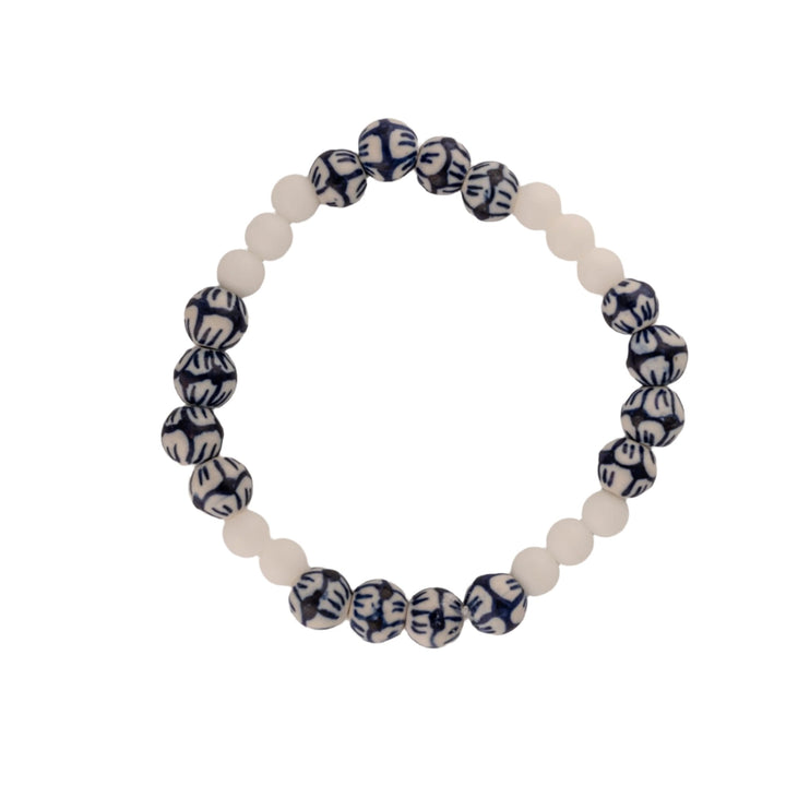 Ceramic White & Navy Beaded Bracelets - DL Jewelry Designs