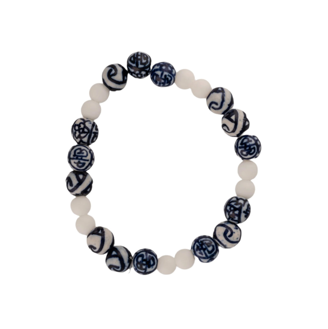 Ceramic White & Navy Beaded Bracelets - DL Jewelry Designs