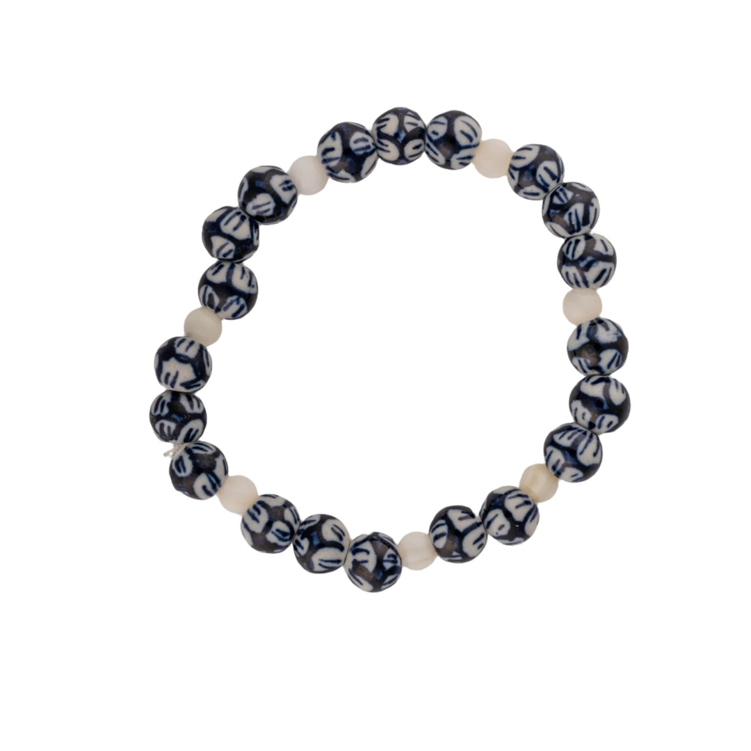 Ceramic White & Navy Beaded Bracelets - DL Jewelry Designs