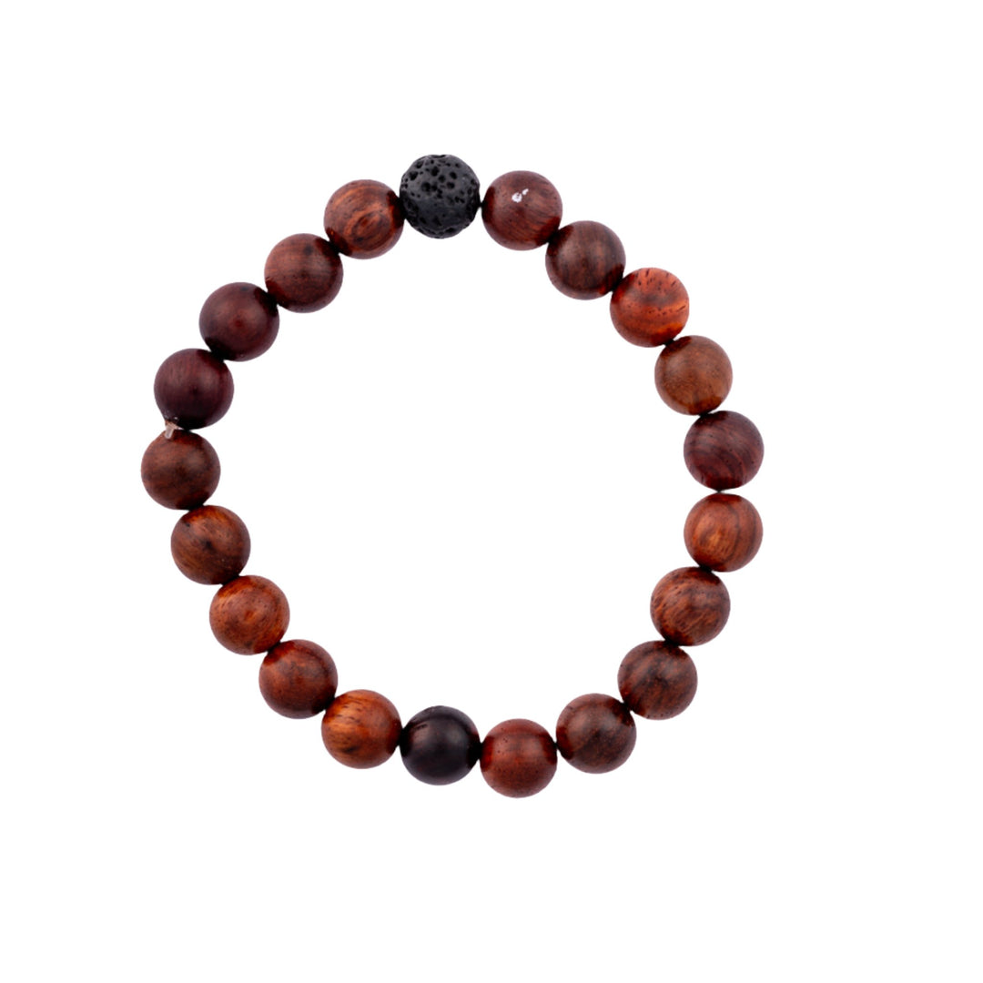 Cherry Wood and Lava Bead Bracelet - DL Jewelry Designs