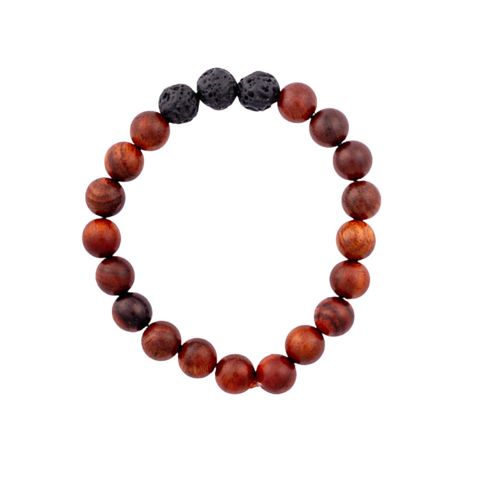 Cherry Wood and Lava Bead Bracelet - DL Jewelry Designs