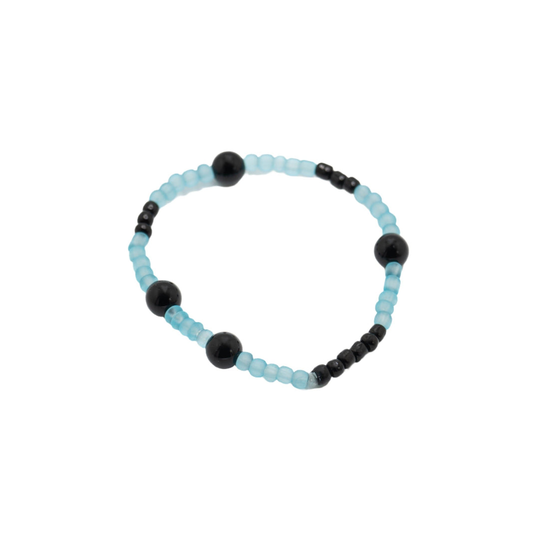 Clear Light Blue & Black Glass Bracelet - DL Jewelry Designs