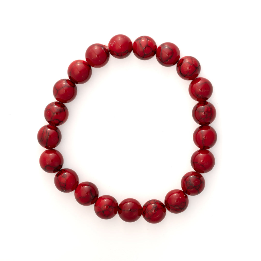 Cranberry Red Stone Bead Bracelet - DL Jewelry Designs