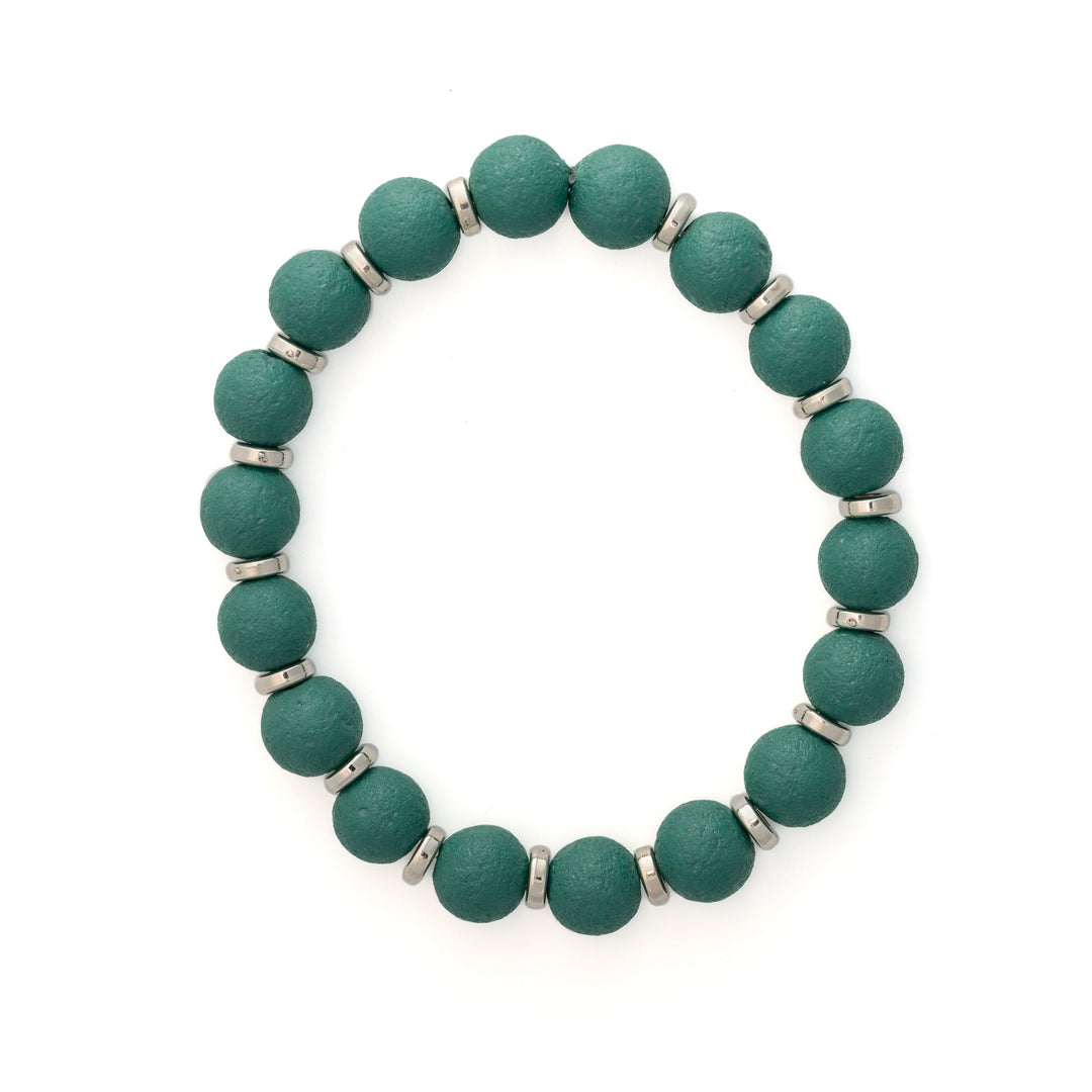 Dark Green Bead w/ Silver Spacer Bracelet - DL Jewelry Designs