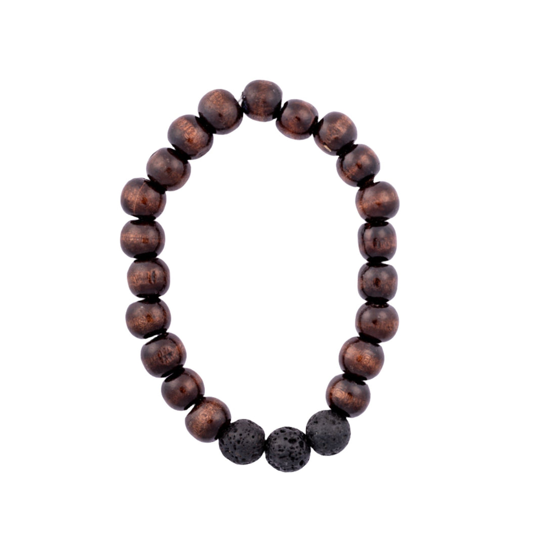 Dark Wood Beads with Lava Rock Bracelet - DL Jewelry Designs