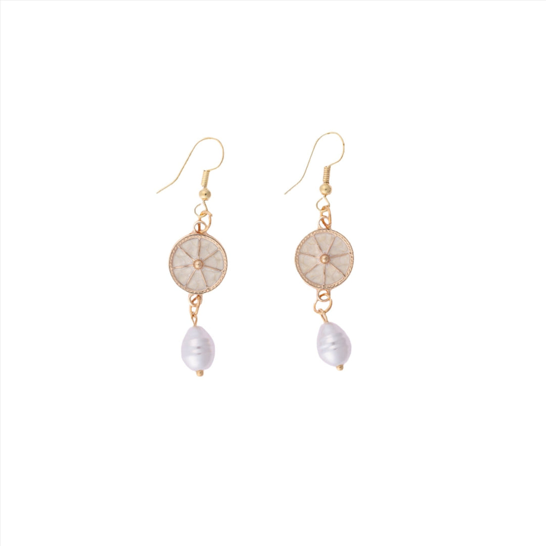 Fresh - water Pearl w/ Enamel Circle Earrings - DL Jewelry Designs