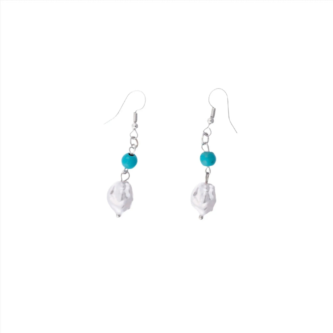 Freshwater Pearl & Turquoise Earrings - DL Jewelry Designs