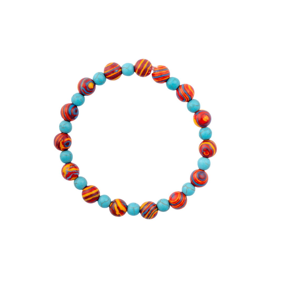 Fun Red & Turquoise Bead Bracelet - DL Jewelry Designs