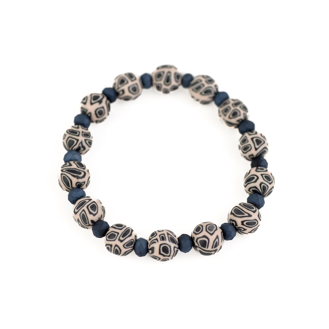 Geometric Design Blue - gray Clay Bracelet - DL Jewelry Designs