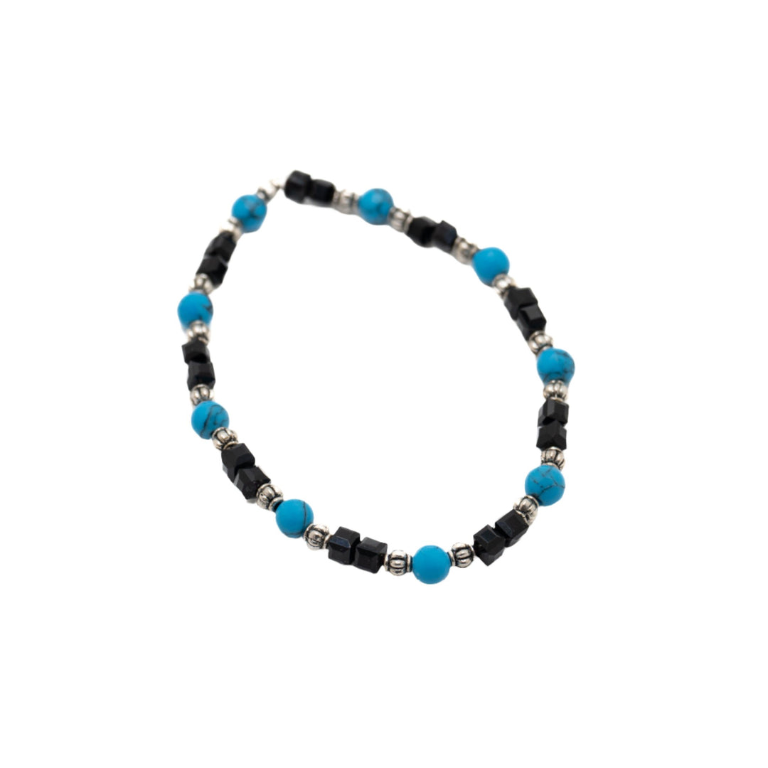 Glass, Metal, & Turquoise Bead Bracelet - DL Jewelry Designs