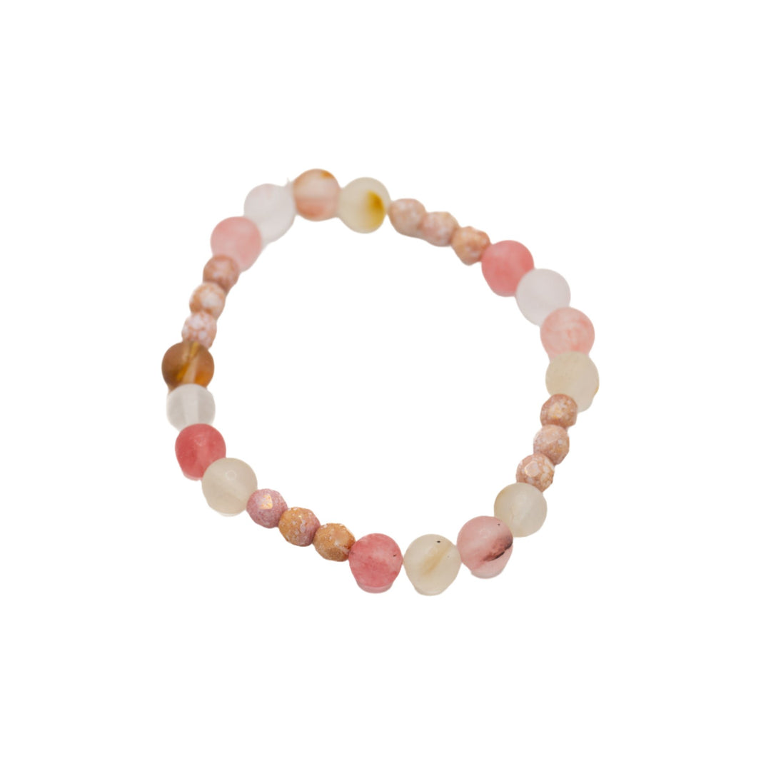 Glass Pink. Clear, & Beige Bracelet - DL Jewelry Designs