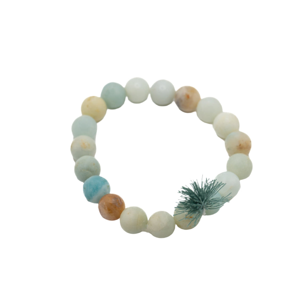 Green Sea - foam with Tassel Bracelet - DL Jewelry Designs