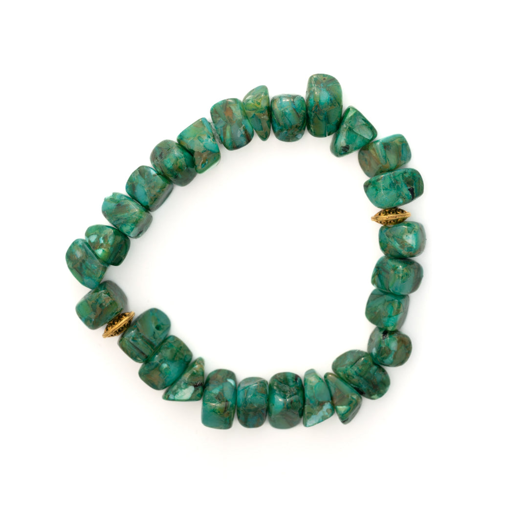 Green Stone & Gold Accent Bracelet - DL Jewelry Designs