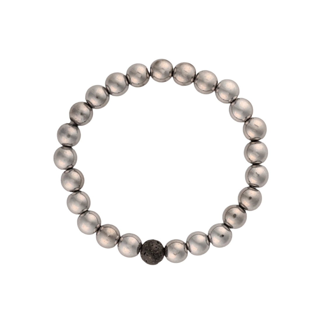 Hematite Silver Beads w/ Lava Bead Bracelet - DL Jewelry Designs