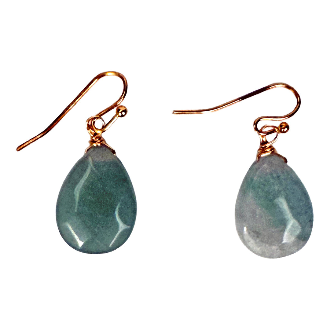 Jade-Colored Glass Teardrop Dangle Earrings - DL Jewelry Designs