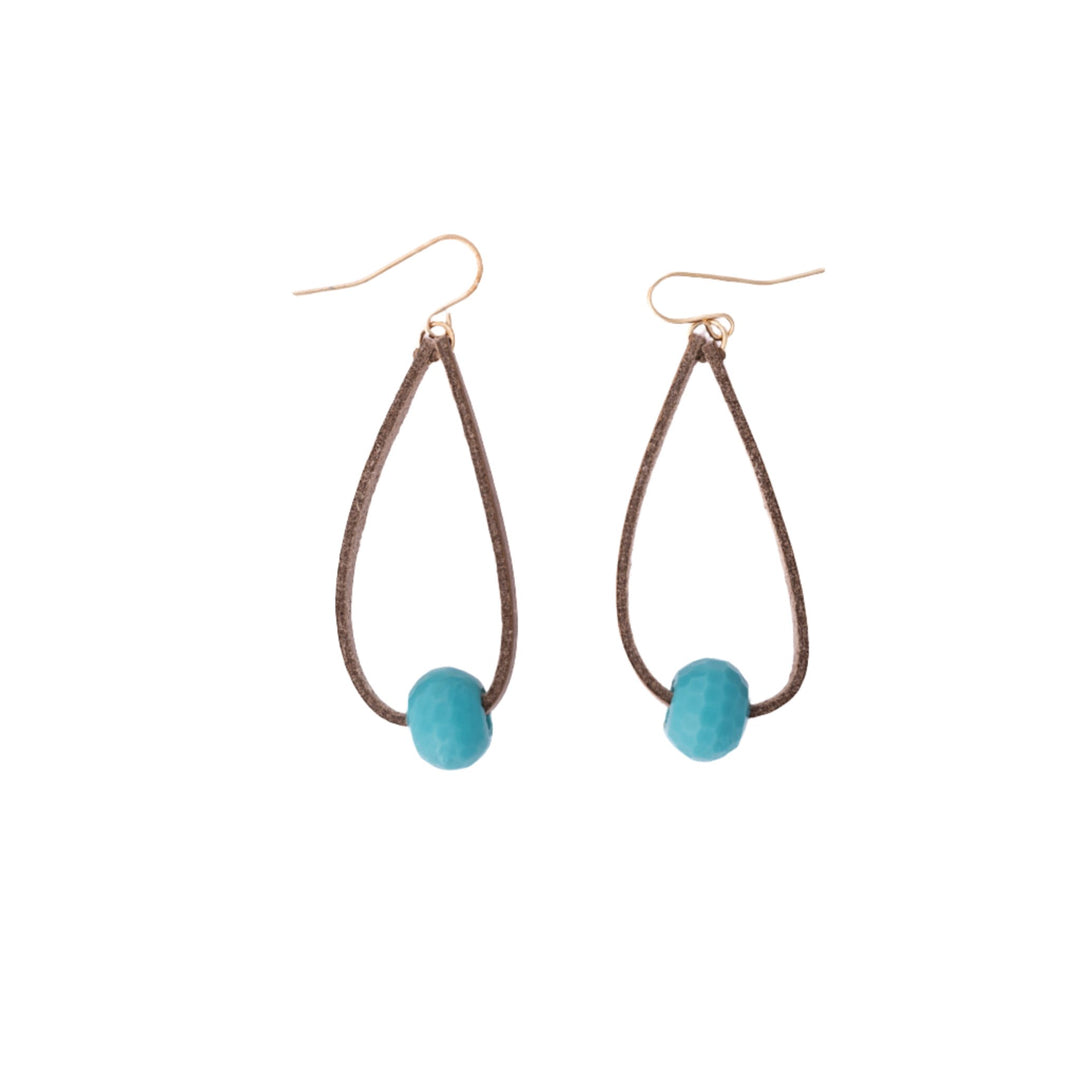 Leather & Turquoise Boho Drop Earrings - DL Jewelry Designs