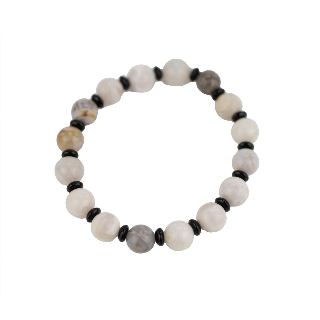 Light Gray and Black Stone Bracelet - DL Jewelry Designs