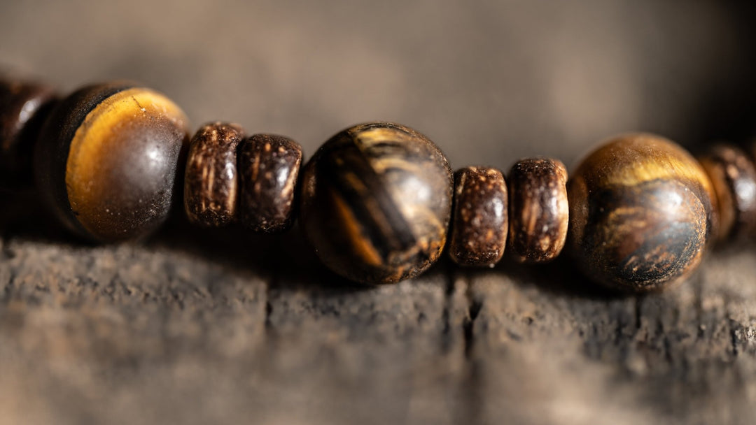 Matte Tiger Eye & Coconut Shell Bracelet - DL Jewelry Designs