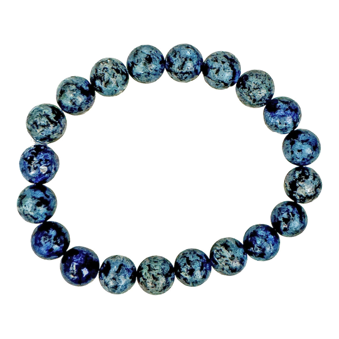 Mottled Blue &amp; Black Stone Stretch Bracelet - DL Jewelry Designs