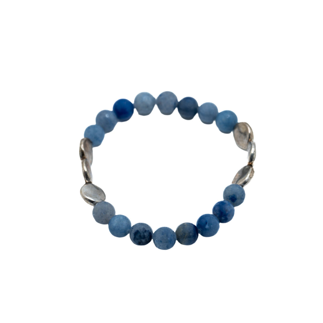 Multi - Blue Beads w/ Silver Metal Bracelet - DL Jewelry Designs