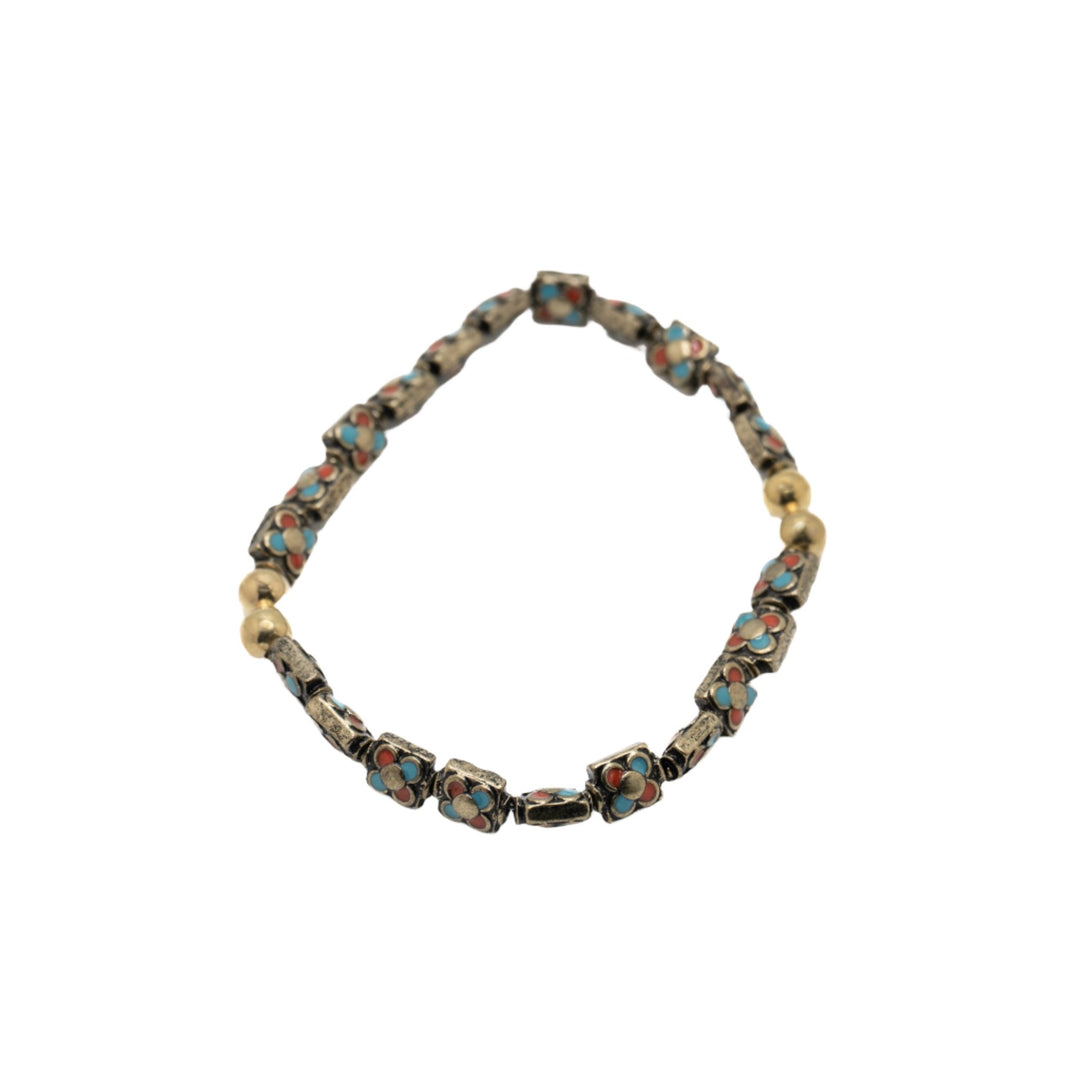 Multi - color Flowered Metal Bracelet - DL Jewelry Designs