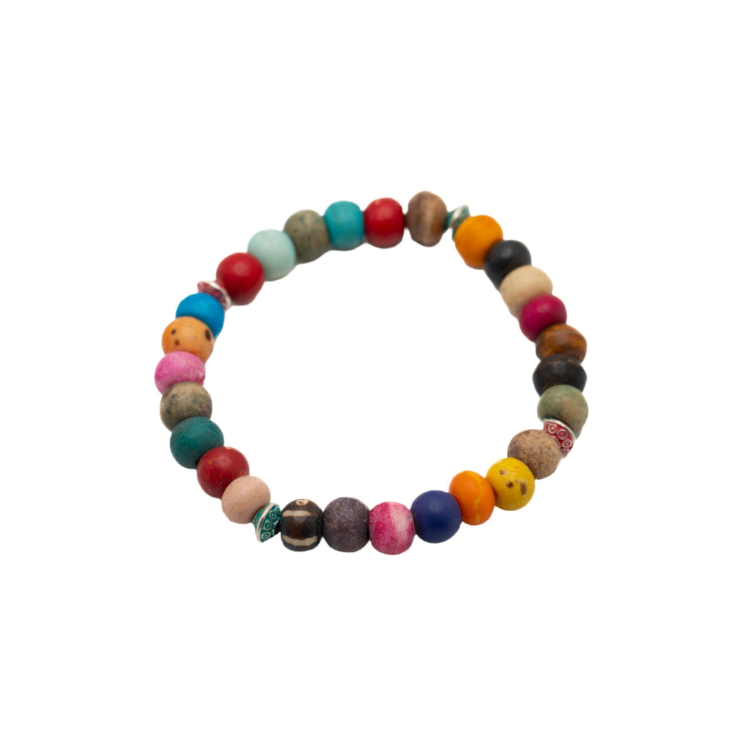 Multi - color Wood Beads w/ Metal Bracelet - DL Jewelry Designs