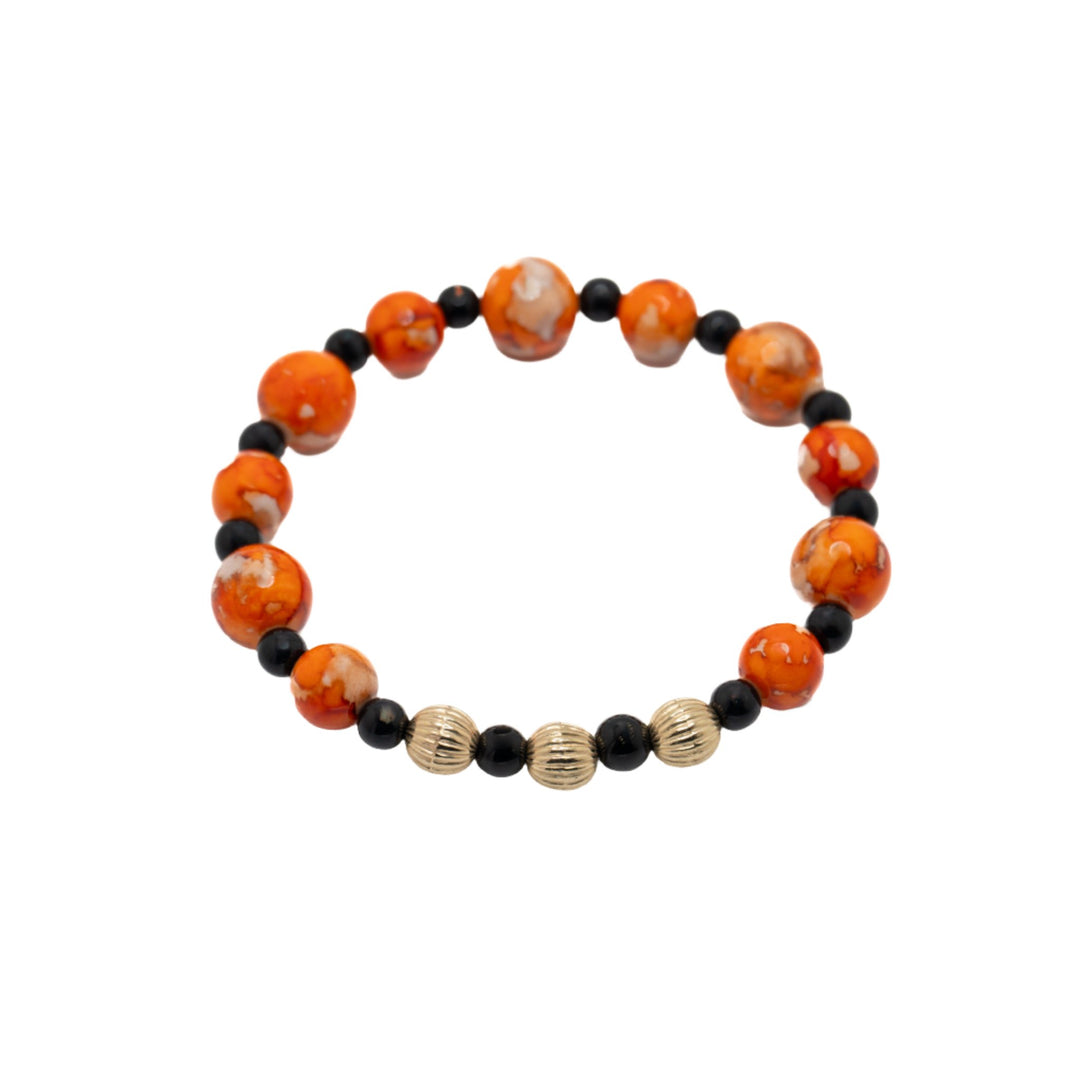 Orange and Black Beaded Bracelet - DL Jewelry Designs