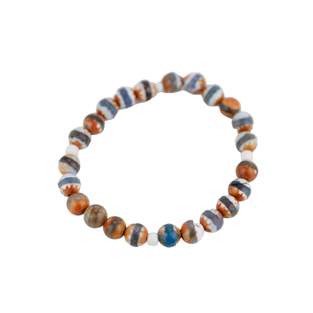 Orange, Blue, Gray Stone Bracelet - DL Jewelry Designs