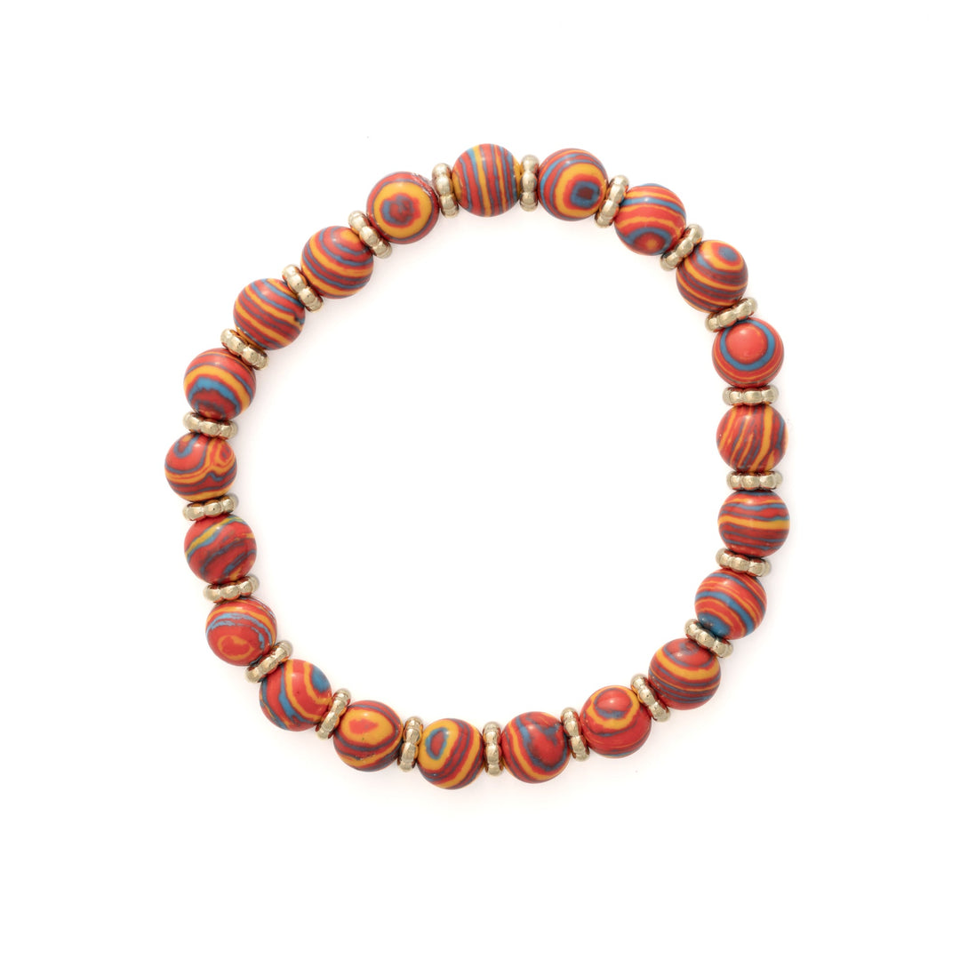 Orange, Yellow, Blue Stone Bead Bracelet - DL Jewelry Designs