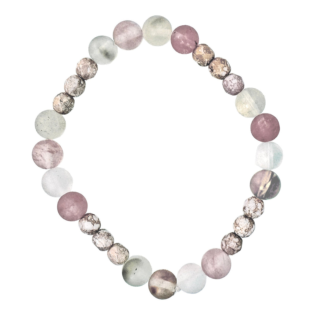 Pink &amp; Opaque Glass Bead Stretch Bracelet - DL Jewelry Designs