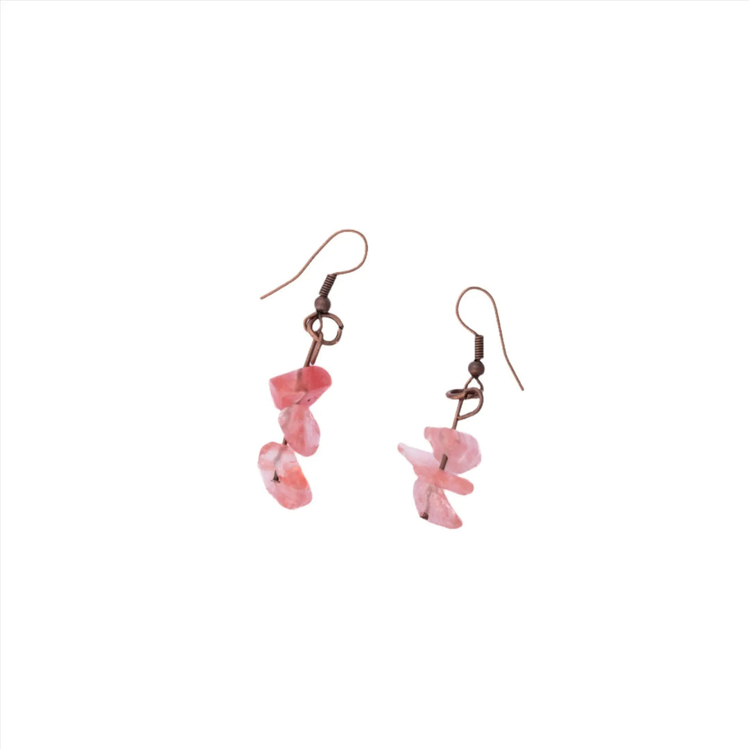 Pink Stone Trio Dangling Earrings - DL Jewelry Designs