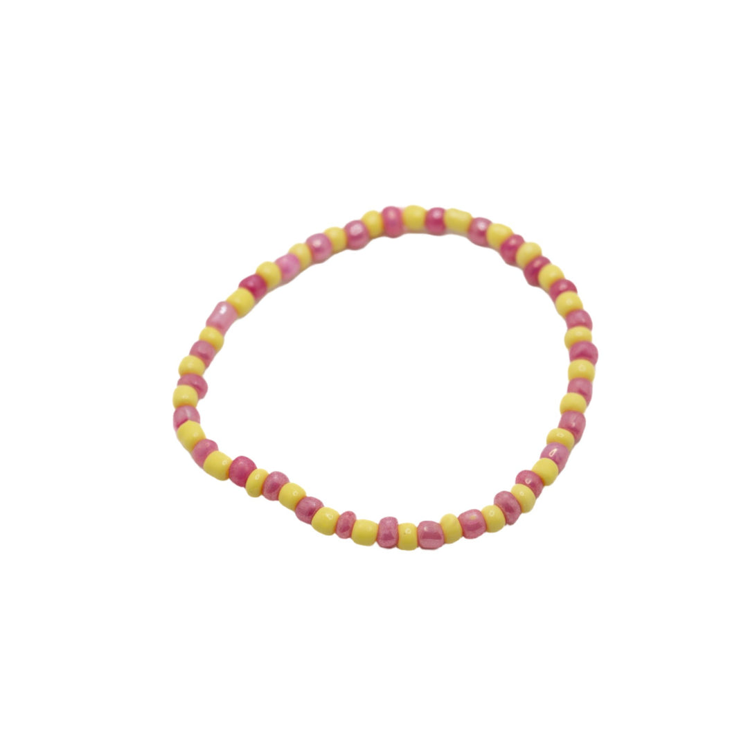 Pink & Yellow Glass Bead Bracelet - DL Jewelry Designs