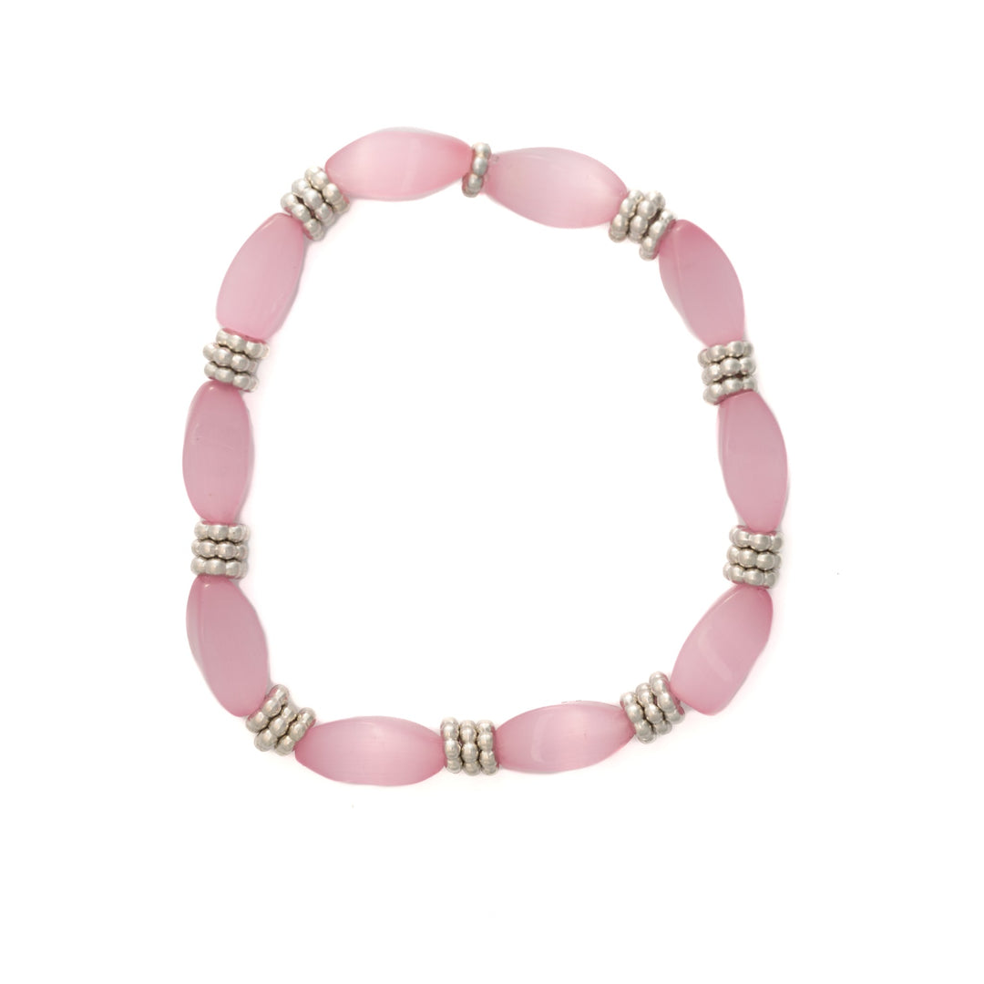 Pretty Pink Glass & Silver Bead Bracelet - DL Jewelry Designs