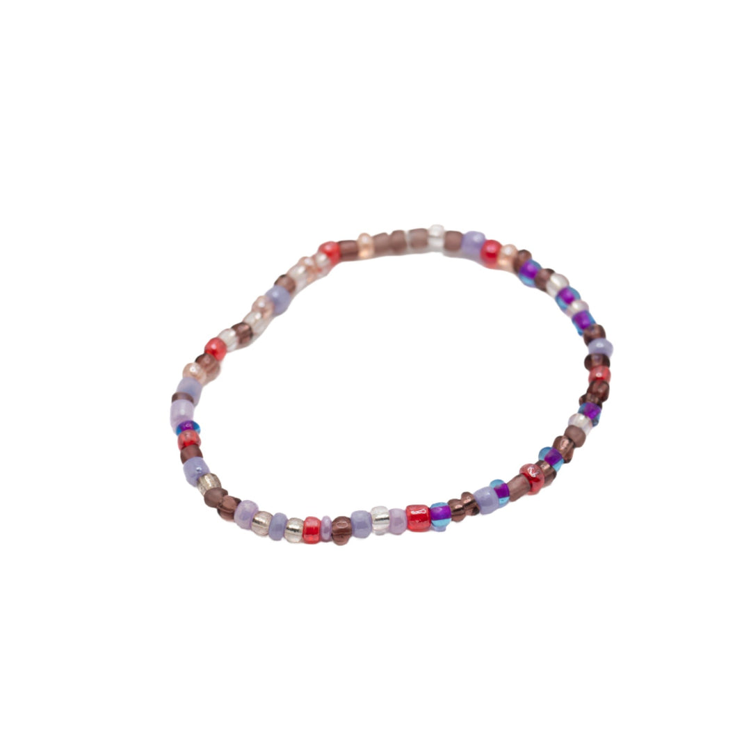 Purple, Red, Lavender Bead Bracelet - DL Jewelry Designs