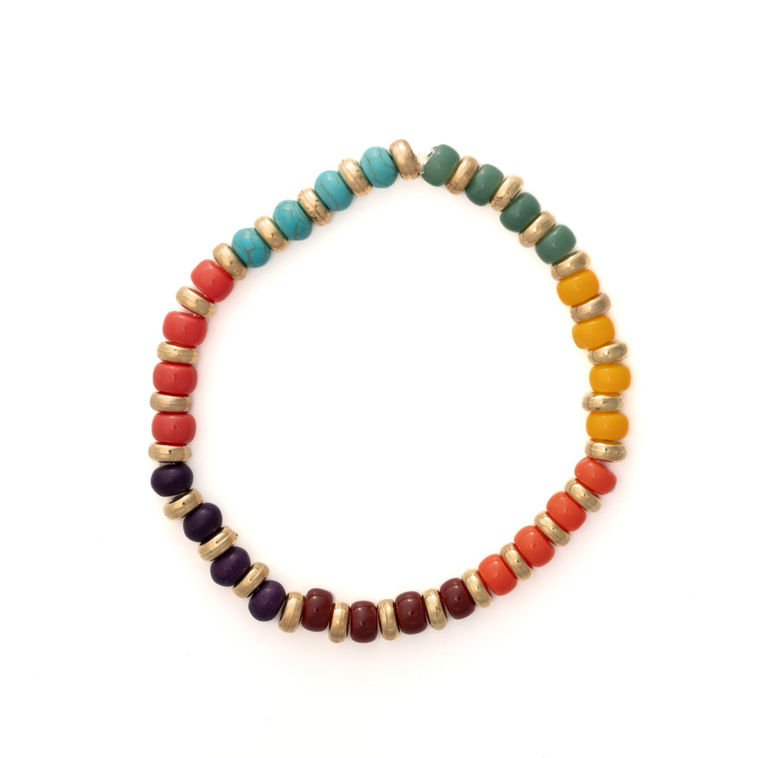 Rainbow Glass 6mm Beaded Bracelet - DL Jewelry Designs