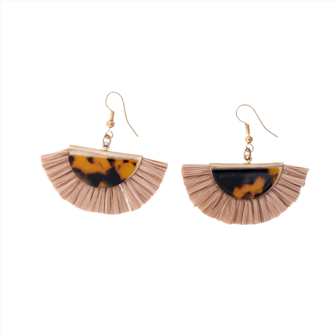 Rattan Fan & Metal Earrings - DL Jewelry Designs