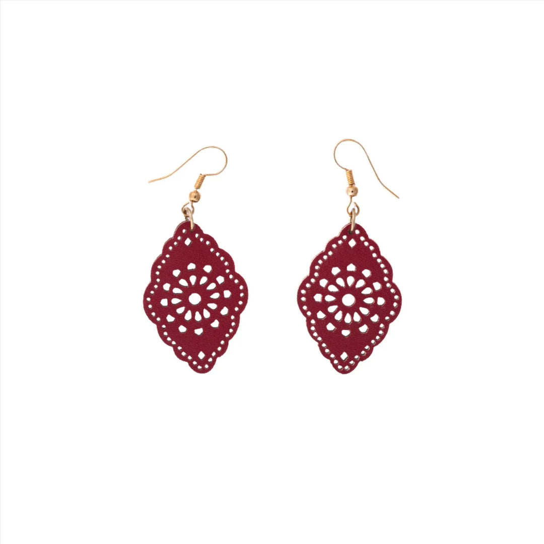 Red Leather Boho Earrings - DL Jewelry Designs