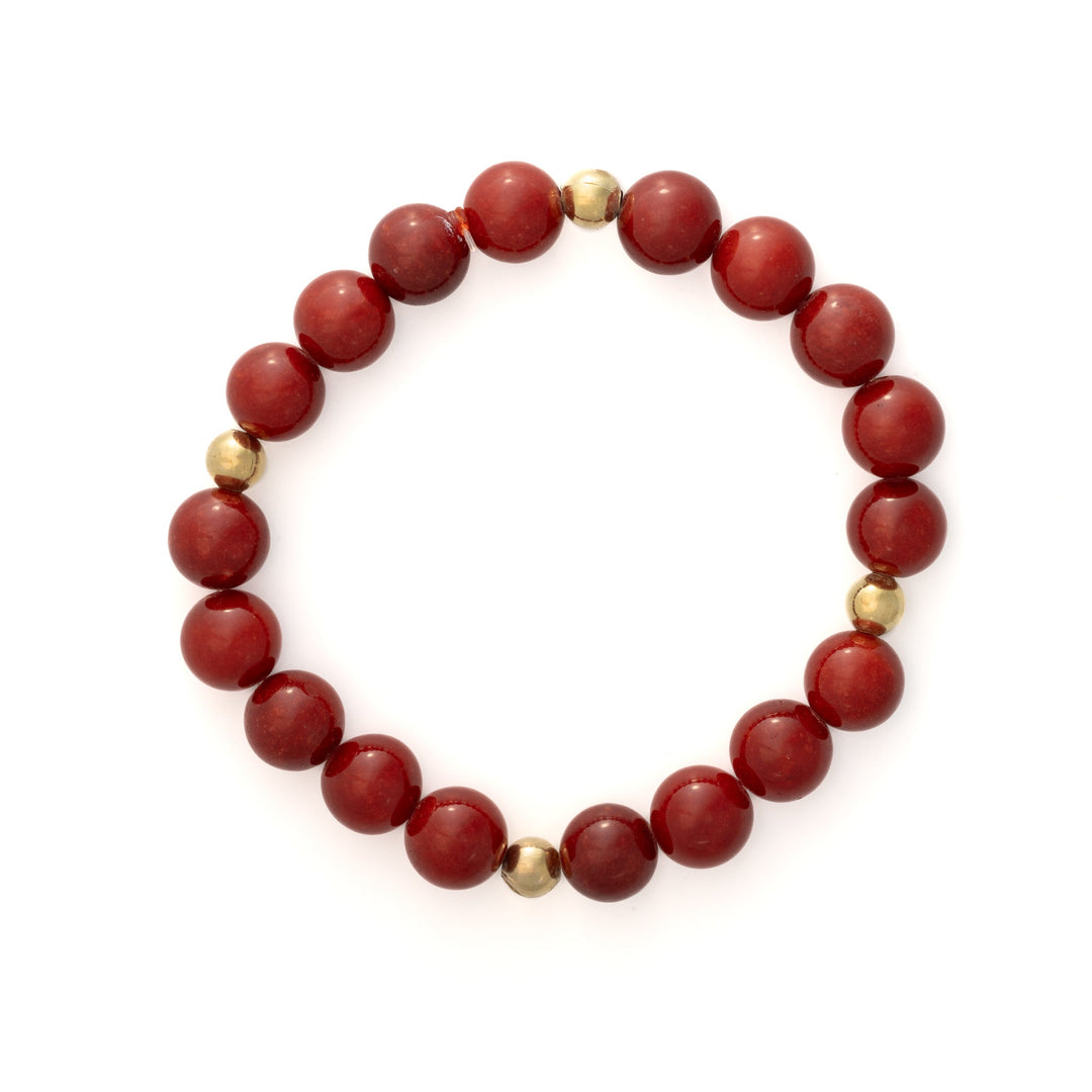 Red - Orange Stone 10mm Bead Bracelet - DL Jewelry Designs