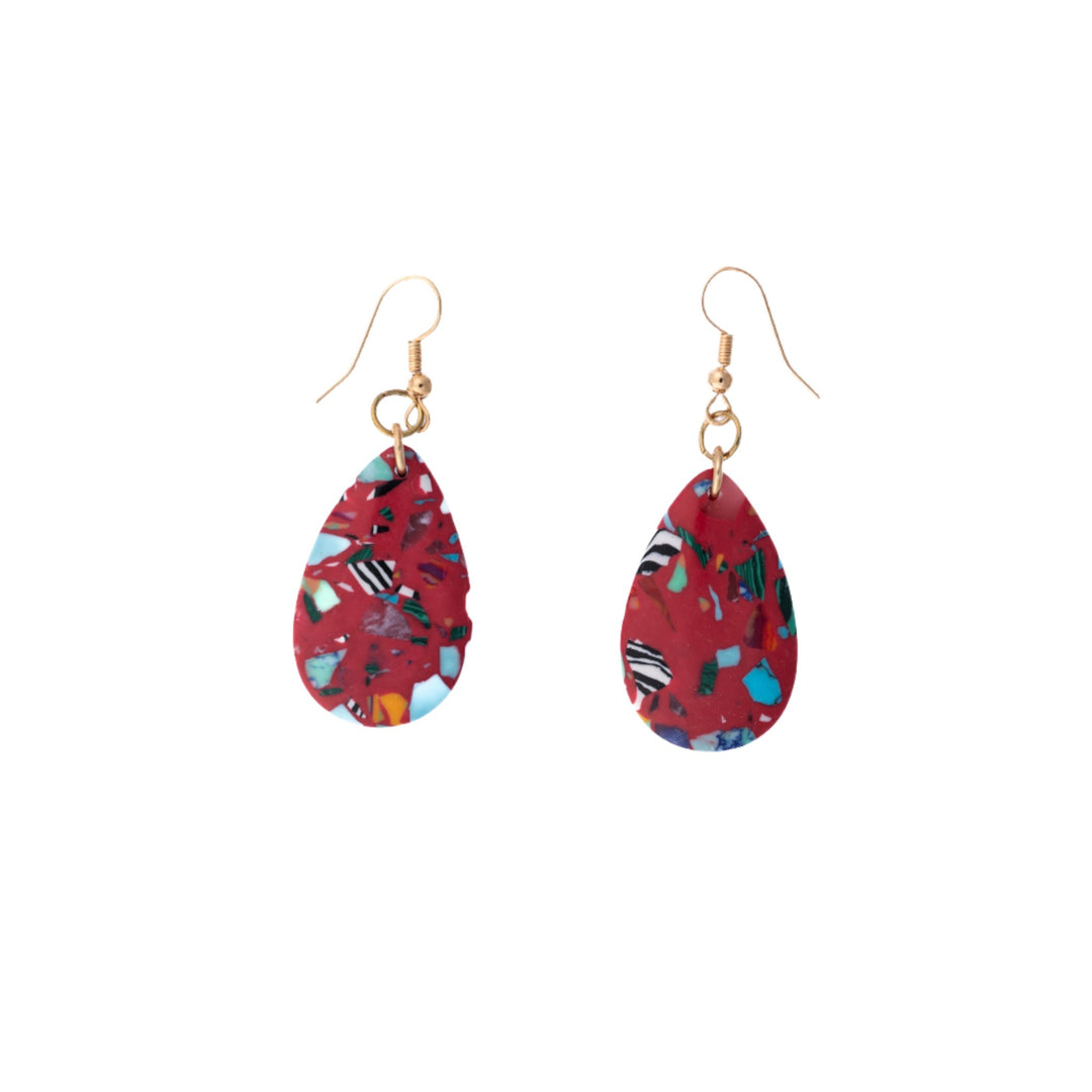 Red w/ multicolor Teardrop Earrings - DL Jewelry Designs