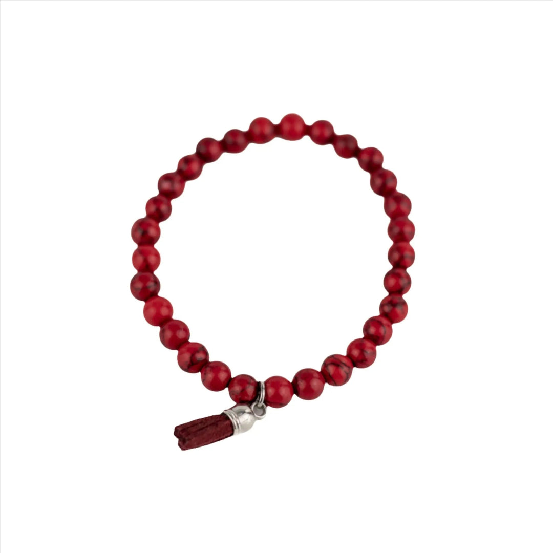 Red Wood w/ Tassel Bracelet - DL Jewelry Designs